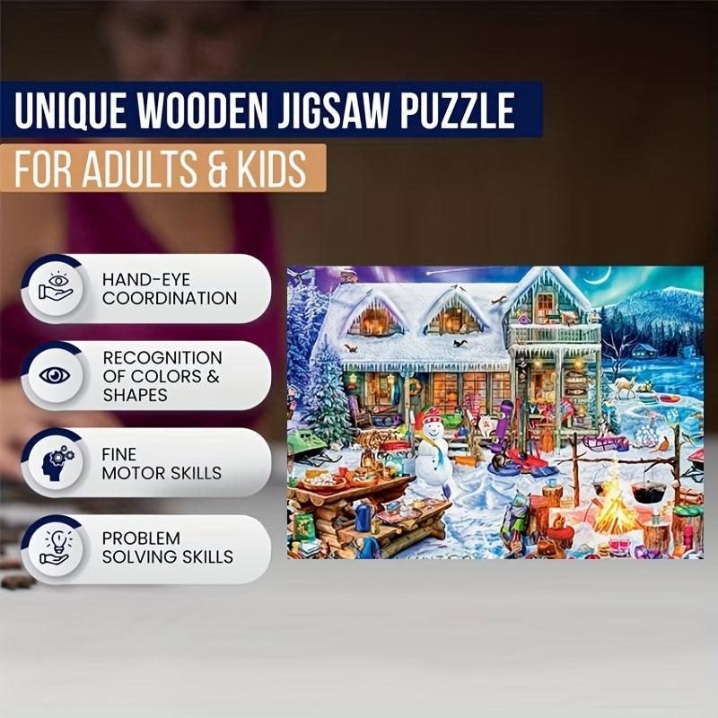 Winter Snow Wooden Jigsaw Puzzles Animals Shaped - Perfect Holiday Gift