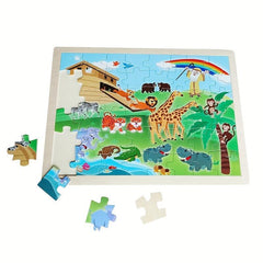 Noah's Ark Wooden Jigsaw Puzzle 48 Pcs Educational Toy for Kids