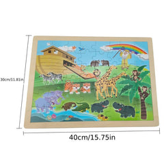 Noah's Ark Wooden Jigsaw Puzzle 48 Pcs Educational Toy for Kids