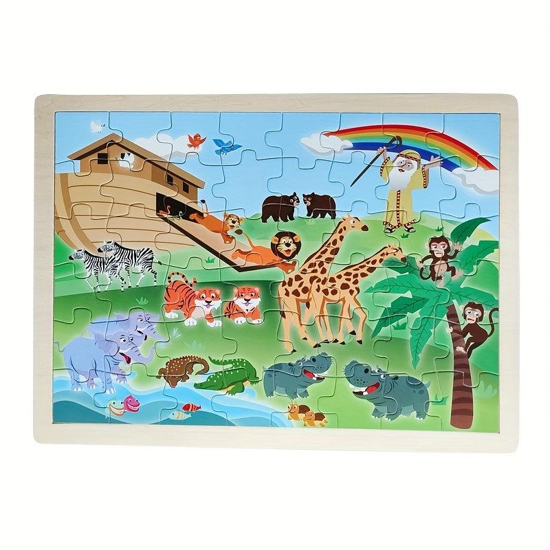 Noah's Ark Wooden Jigsaw Puzzle 48 Pcs Educational Toy for Kids