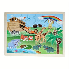 Noah's Ark Wooden Jigsaw Puzzle 48 Pcs Educational Toy for Kids