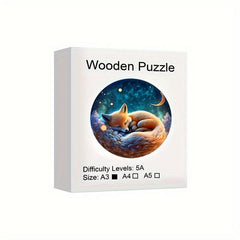 Sleeping Fox Wooden Puzzle Animal Shaped Jigsaw Toy Christmas Gift