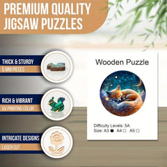 Sleeping Fox Wooden Puzzle Animal Shaped Jigsaw Toy Christmas Gift