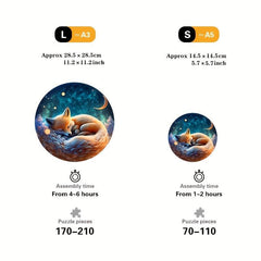 Sleeping Fox Wooden Puzzle Animal Shaped Jigsaw Toy Christmas Gift