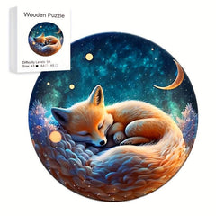 Sleeping Fox Wooden Puzzle Animal Shaped Jigsaw Toy Christmas Gift