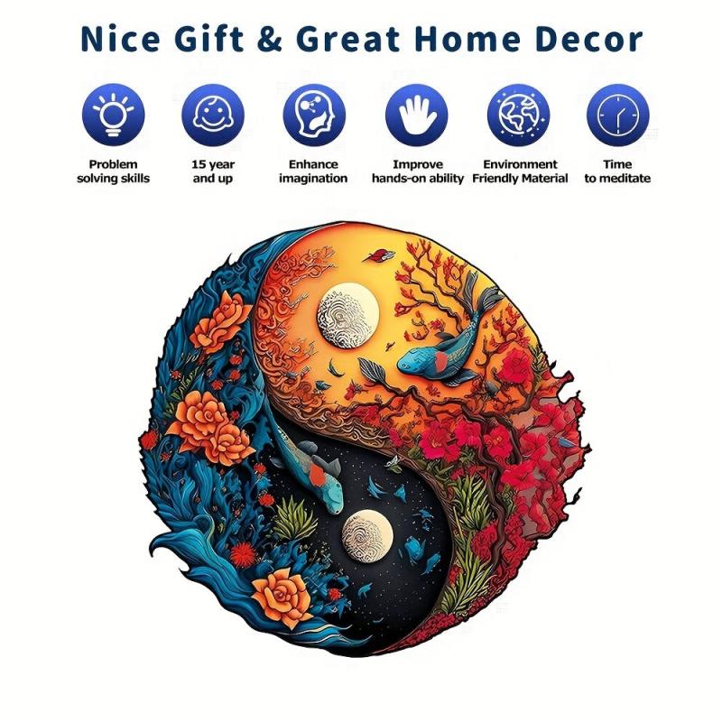 Yin Yang Fish Wooden Jigsaw Puzzle - Maternal Love - Adult Gift