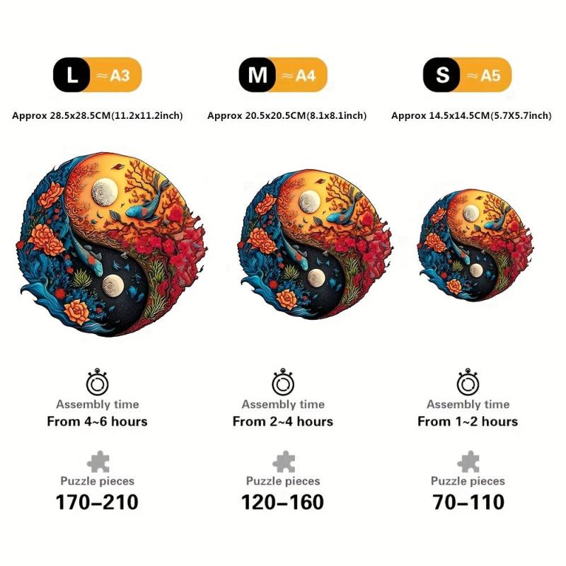 Yin Yang Fish Wooden Jigsaw Puzzle - Maternal Love - Adult Gift