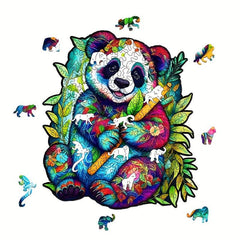 Flute Panda Wooden Jigsaw Puzzle Shaped Animal Puzzle
