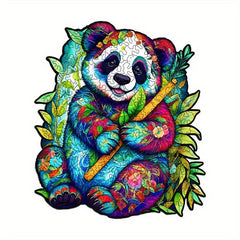 Flute Panda Wooden Jigsaw Puzzle Shaped Animal Puzzle