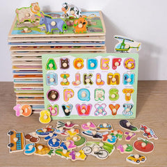 Montessori Kids Hand Grab Puzzle Block Toy