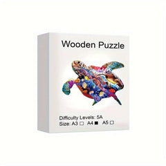 Turtle Shaped 3D Wooden Animal Puzzle Toy