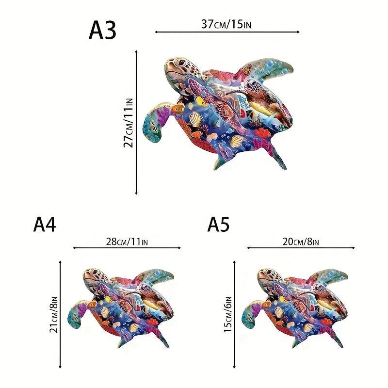 Turtle Shaped 3D Wooden Animal Puzzle Toy