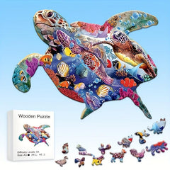 Turtle Shaped 3D Wooden Animal Puzzle Toy