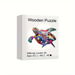 Turtle Shaped 3D Wooden Animal Puzzle Toy