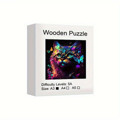 Colorful Cat Wooden Jigsaw Puzzle Party Game Fun Gift