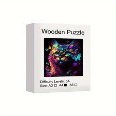 Colorful Cat Wooden Jigsaw Puzzle Party Game Fun Gift