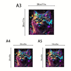 Colorful Cat Wooden Jigsaw Puzzle Party Game Fun Gift