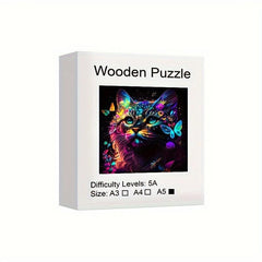 Colorful Cat Wooden Jigsaw Puzzle Party Game Fun Gift