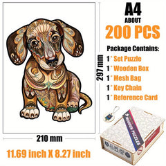 Brown Dog Wood Puzzle in Wooden Box
