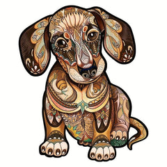 Brown Dog Wood Puzzle in Wooden Box