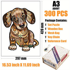 Brown Dog Wood Puzzle in Wooden Box