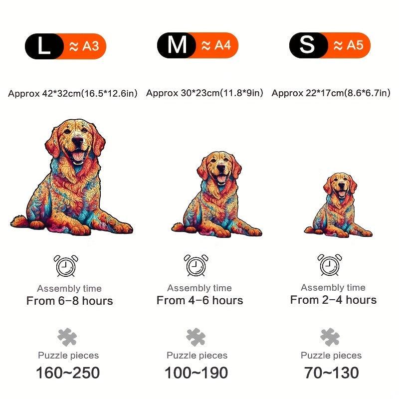 Colorful Golden Retriever Wooden Puzzle Difficult Puzzle Toys