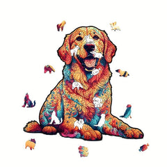 Colorful Golden Retriever Wooden Puzzle Difficult Puzzle Toys