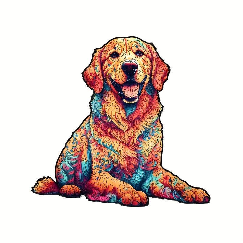 Colorful Golden Retriever Wooden Puzzle Difficult Puzzle Toys