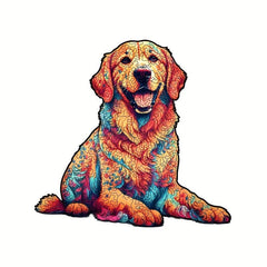 Colorful Golden Retriever Wooden Puzzle Difficult Puzzle Toys