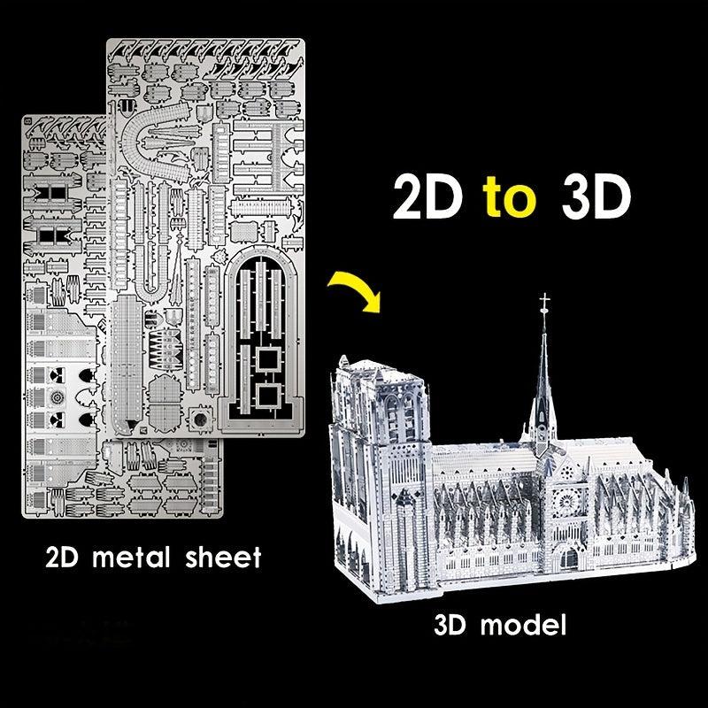 Notre Dame Cathedral 3D Metal Puzzle for Kids