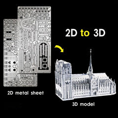 Notre Dame Cathedral 3D Metal Puzzle for Kids