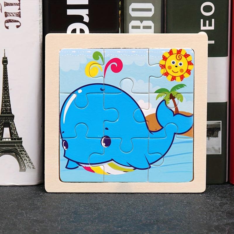 Kids Jigsaw Puzzle 9 Pieces Blocks Educational Toys Wooden