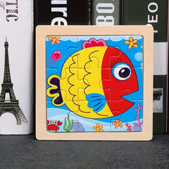 Kids Jigsaw Puzzle 9 Pieces Blocks Educational Toys Wooden