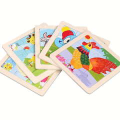Kids Jigsaw Puzzle 9 Pieces Blocks Educational Toys Wooden