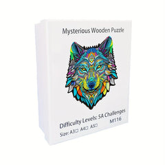 Wolf Wooden Jigsaw Puzzle Animal Shaped High Difficulty Magic Puzzle