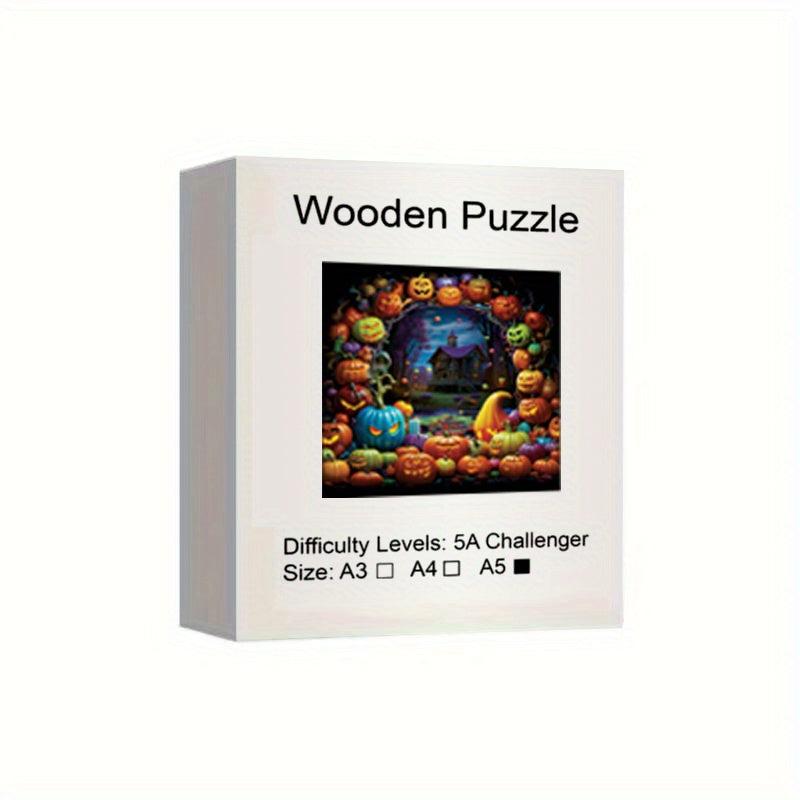 Halloween Pumpkin Wooden Jigsaw Puzzles - Unique Animals Shaped Wood Puzzles