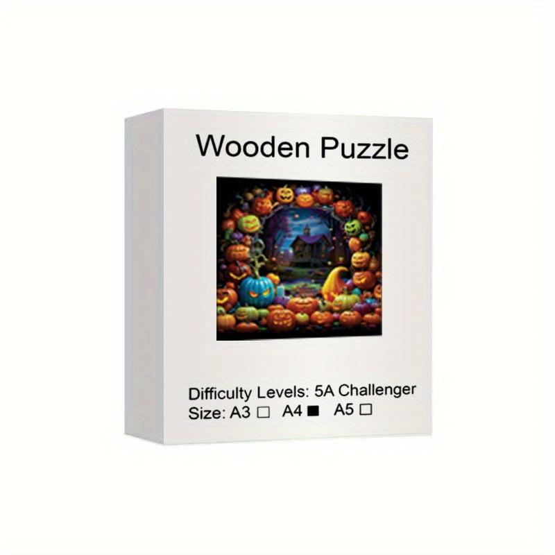 Halloween Pumpkin Wooden Jigsaw Puzzles - Unique Animals Shaped Wood Puzzles