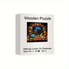Halloween Pumpkin Wooden Jigsaw Puzzles - Unique Animals Shaped Wood Puzzles