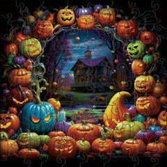 Halloween Pumpkin Wooden Jigsaw Puzzles - Unique Animals Shaped Wood Puzzles