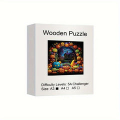 Halloween Pumpkin Wooden Jigsaw Puzzles - Unique Animals Shaped Wood Puzzles