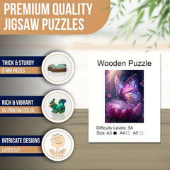 Butterfly Wooden Puzzle for Adults - Animal Shaped Jigsaw Puzzles
