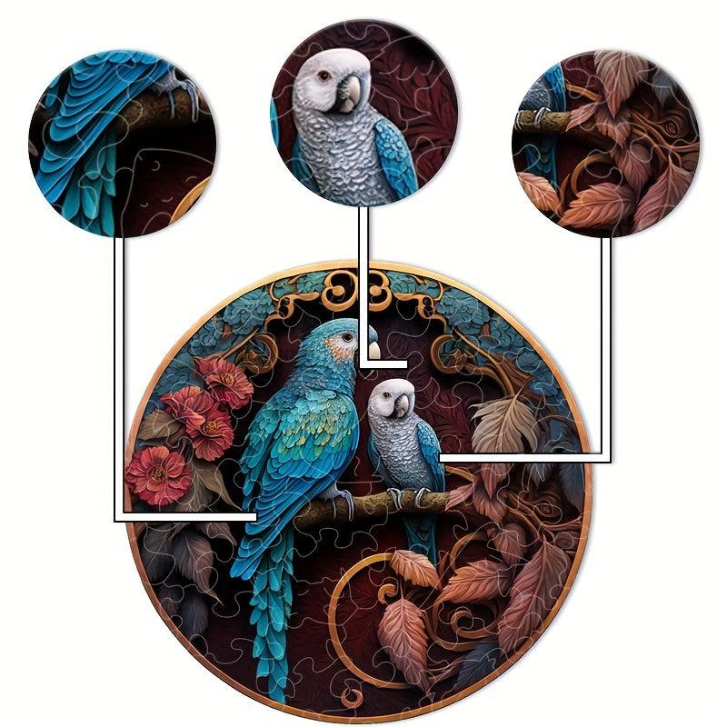 Parrot YinYang Wooden Puzzle Irregular Fragments Difficult Stress Relief Gift