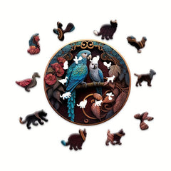 Parrot YinYang Wooden Puzzle Irregular Fragments Difficult Stress Relief Gift