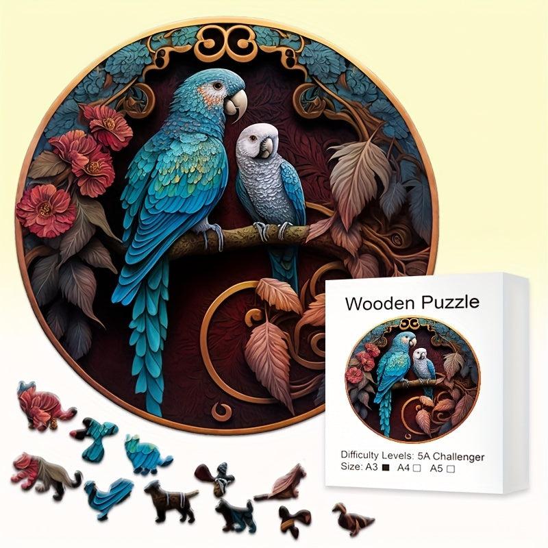 Parrot YinYang Wooden Puzzle Irregular Fragments Difficult Stress Relief Gift