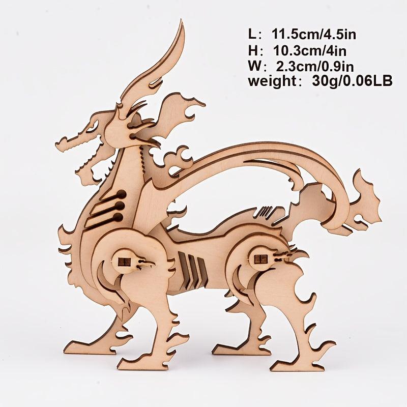 3D Animal Wooden Jigsaw Pieces Collectibles Model Kits Gift For Boys Girls
