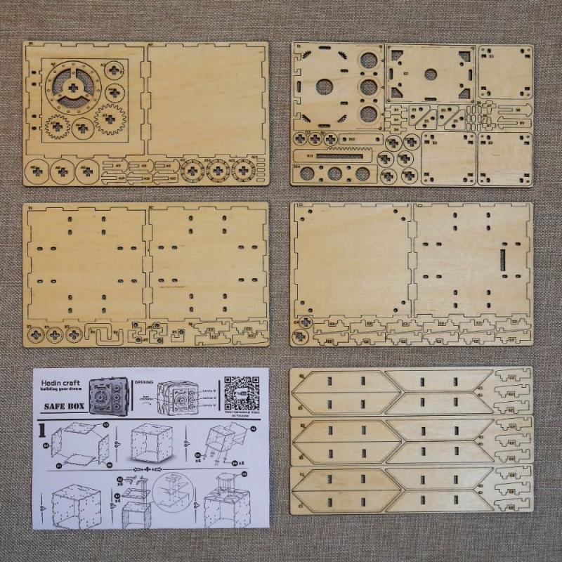 DIY Coin Bank 3D Wooden Model Locker Kit Safe Box Treasure Brain Teaser