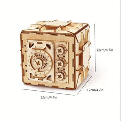 DIY Coin Bank 3D Wooden Model Locker Kit Safe Box Treasure Brain Teaser