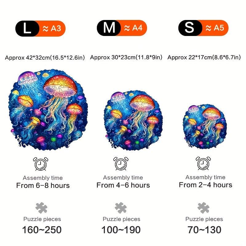 Colorful Jellyfish Wooden Puzzle Irregular Animal Shaped High Difficulty