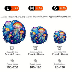 Colorful Jellyfish Wooden Puzzle Irregular Animal Shaped High Difficulty