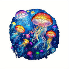 Colorful Jellyfish Wooden Puzzle Irregular Animal Shaped High Difficulty